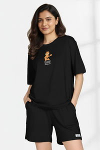 Zivame 2 Mile Fashion Knit Cotton Loungewear Set - Black Beauty — thumbnail 5